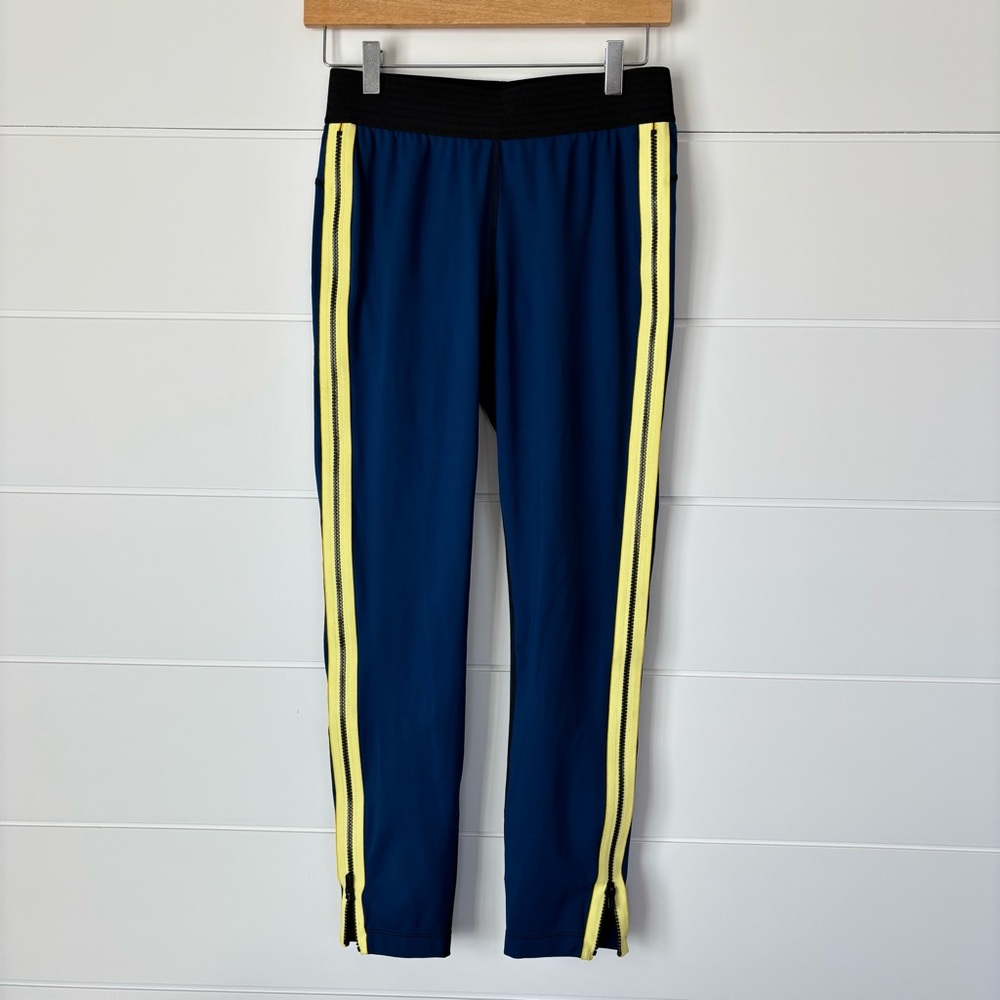Athleta x Derek Lamb 10C Blue and Yellow Side Zip Leggings Size Medium